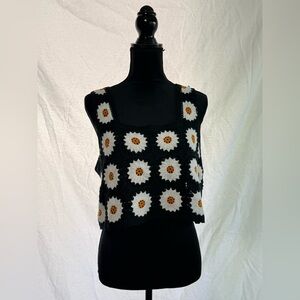 Floral Crochet Black and White Women's Top western or festival